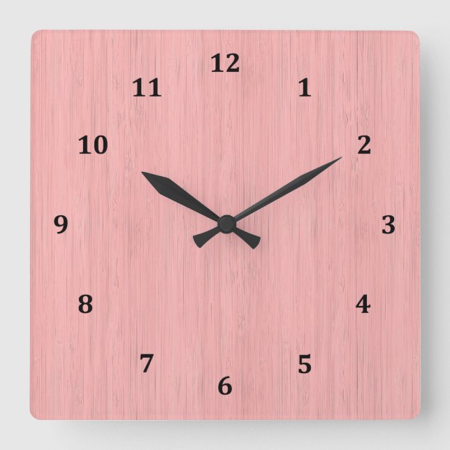 Horloge Carrée Rose Quartz Bamboo Bois Grain Look (Recto)