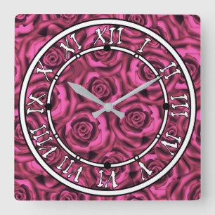 Horloge Carrée Rose rose