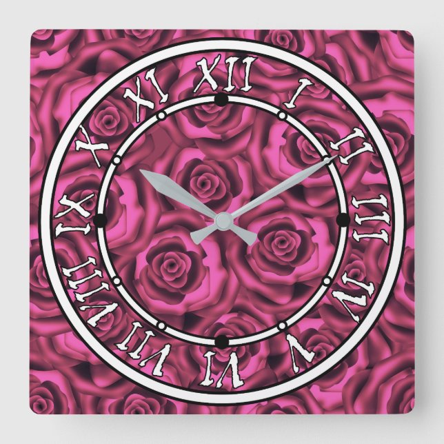 Horloge Carrée Rose rose (Recto)