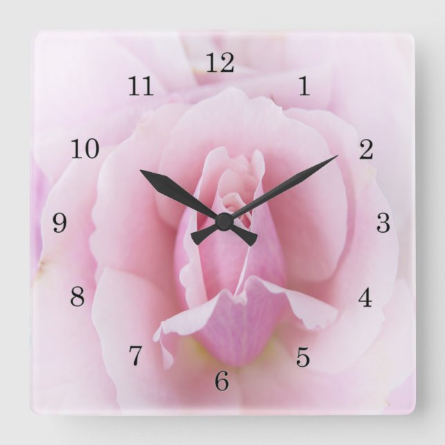 Horloge Carrée Rose rose pastel (Recto)