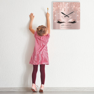 Horloge Carrée Rose Rose Pastel Sparkly Diamond Lotus Princess