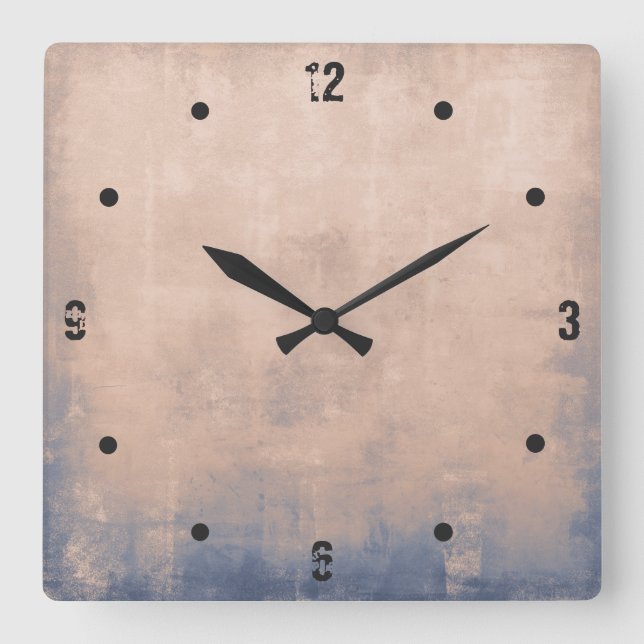 Horloge Carrée Rose rouge moderne Gold Blue abstract (Recto)