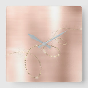 Horloge Carrée Rose Skinny Crystals Frozen Glass Infinity Copper