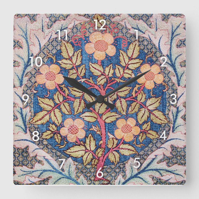 Horloge Carrée Rose Wreath, William Morris (Recto)
