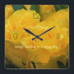 Horloge Carrée Roses jaunes Horloge-personnalisez à votre façon<br><div class="desc">Quiconque aime les roses jaunes adorera absolument cette horloge. Les choix comprennent également la taille et la forme. Cette horloge est un excellent choix de cadeau pour la fête des mères, les anniversaires, les anniversaires de mariage, la Saint-Valentin, Noël, une nouvelle maison, ou juste pour une meilleure amie. Pour voir...</div>