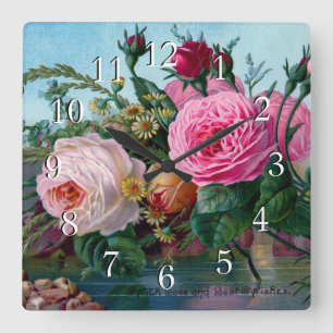 Horloge Carrée Roses magnifiques et élégantes