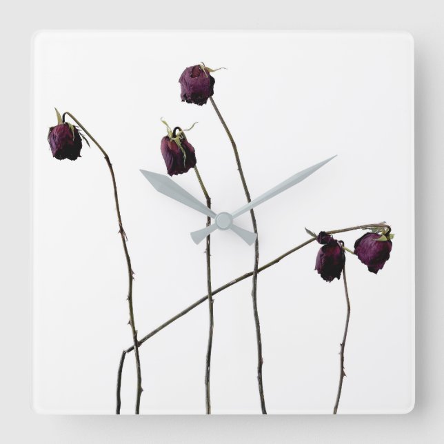 Horloge Carrée Roses Rouges (Recto)