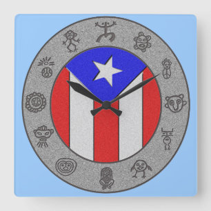 Horloge Carrée Roue de Taino