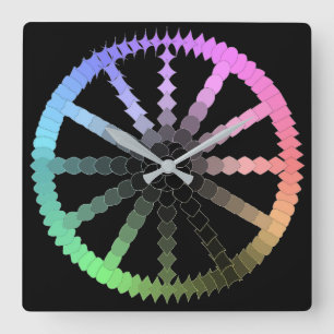 Horloge Carrée Roue Pastel Evolution unique avec Arrière - plan n