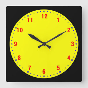 Horloge Carrée Rouge / Bleu / Jaune