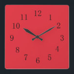 Horloge Carrée Rouge d'Alizarin brillant<br><div class="desc">Une horloge murale rouge couleur alizarine brillante pour votre cuisine est garantie d'ajouter une touche de couleur rouge audacieuse à n'importe quel mur, que ce soit dans votre cuisine, couture, dortoir, salle de loisirs, ou même votre salon. C'est de haute qualité à bas prix. Fait un cadeau soigné pour un...</div>