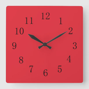 Horloge Carrée Rouge pâle d'Alizarin