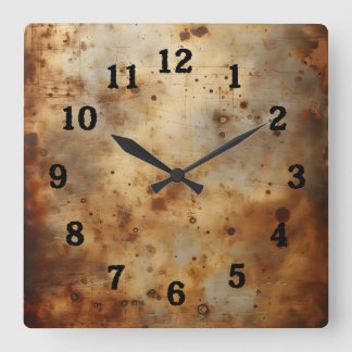 Horloge Carrée rouille rouge sur l'acier
