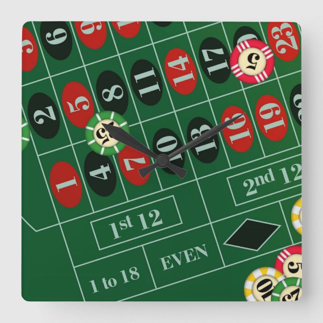 Horloge Carrée Roulette personnalisée (Recto)