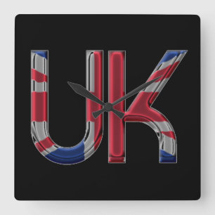 Horloge Carrée Royaume-Uni Union Jack British Drapeau Typographie