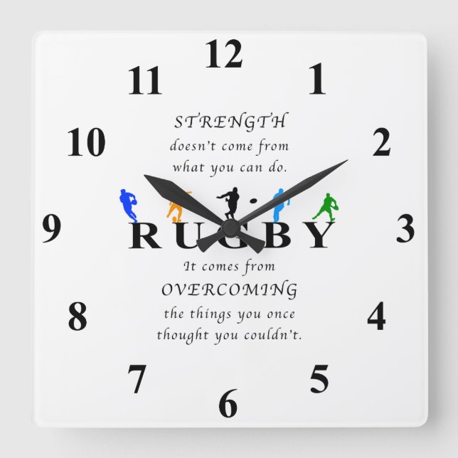 Horloge Carrée Rugby Inspirational (Recto)