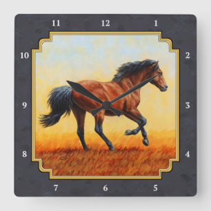 Horloge Carrée Runse Bay Horse Charcoal Grey