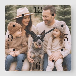 Horloge Carrée Russe Famille Photo Mur Art
