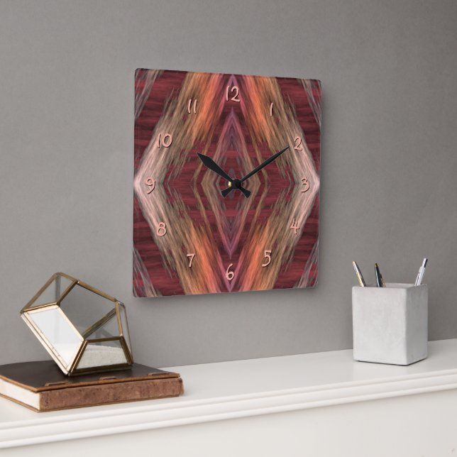 Horloge Carrée Russe Mosaic Amérindien Cabine Motif (Bureau)