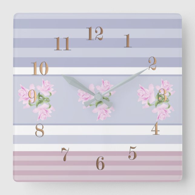 Horloge Carrée Russe, rayé, patchwork (Recto)