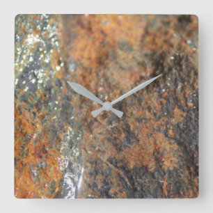 Horloge Carrée Rust Grey White Mineral Texture