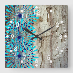 Horloge Carrée Rustic Country Old Barn Wood