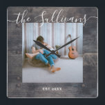 Horloge Carrée Rustic Custom Your Photo Wooden Script Wall Clock<br><div class="desc">Rustic Custom Your Photo Wooden Script Wall Clock</div>