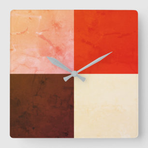 Horloge Carrée Rustic Red Pink Brown