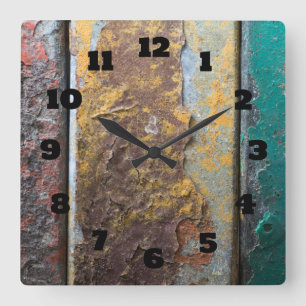 Horloge Carrée Rustic Texture With Flaking Paint On Rusty Metal