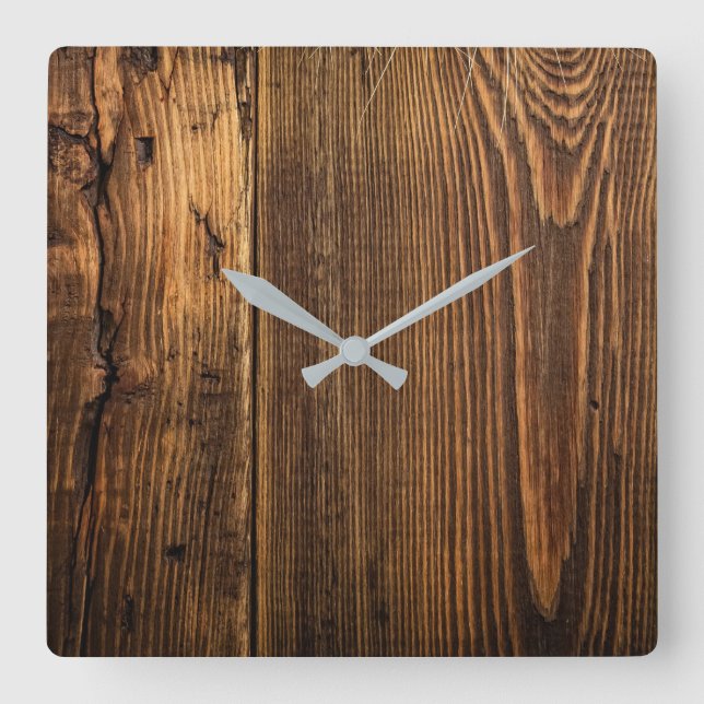 Horloge Carrée Rustic Wood (Recto)