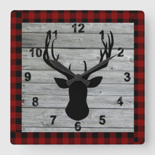 Horloge Carrée Rustique Bois Vieux mode Noël Vintage Pays