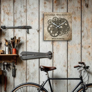 Horloge Carrée Rustique Gears Sprocket Steampunk Sur Modèle De Pi