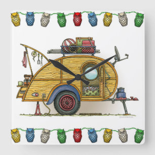 Horloge Carrée RV Teardrop Camper Travel Trailer