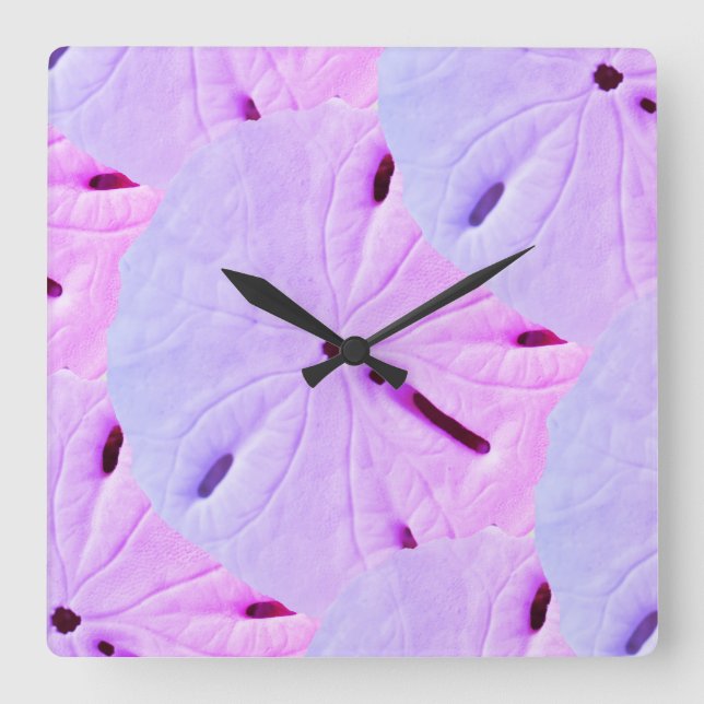 Horloge Carrée Sable Dollar Plage Rose Violet Violet Ombre Plutôt (Recto)