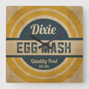 Horloge Carrée Sac d'alimentation Vintage Burlap Look Sac de maïs