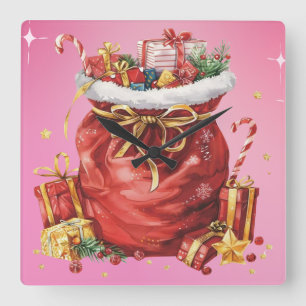 Horloge Carrée Sacoche cadeau de Noël avec cadeaux