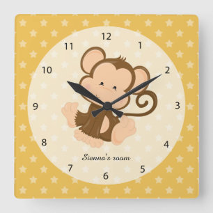 Horloge Carrée Safari Animal, choisissez votre propre couleur arr