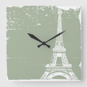 Horloge Carrée Sage Eiffel Tower Custom Wall Clock