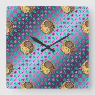Horloge Carrée Sagittaire & Chien de Terre