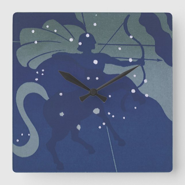 Horloge Carrée Sagittaire Constellation Astrologie Vintage Zodiaq (Recto)