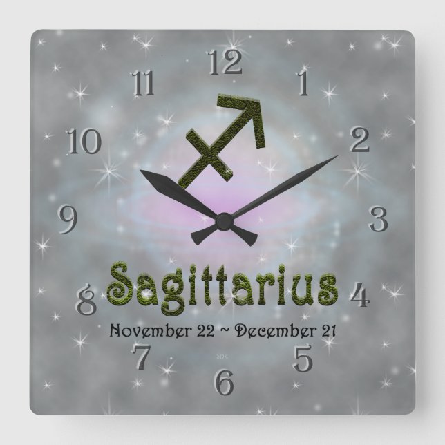Horloge Carrée Sagittarius couleur Pick Sagittarius Zodiac (Recto)