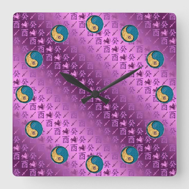Horloge Carrée Sagittarius & Water Rooster (Recto)