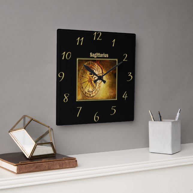 Horloge Carrée Sagittarius Zodiac Astrologie design Horoscope (Bureau)