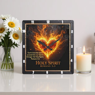 Horloge Carrée Saint-Esprit Cœur flamboyant ardent Amour Romains
