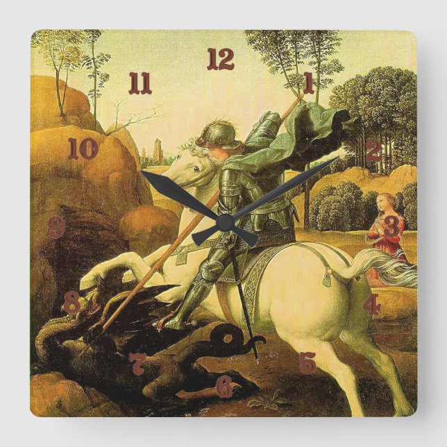 Horloge Carrée "Saint George et le dragon" de Raphaël (vers 1505) (Recto)