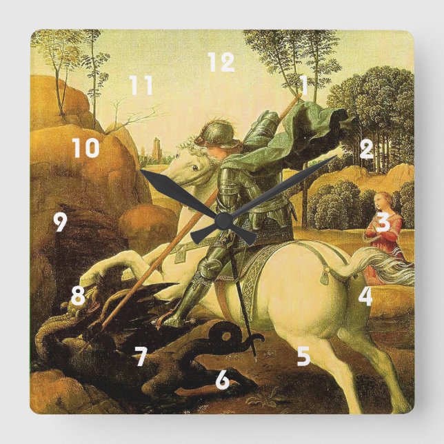 Horloge Carrée "Saint George et le dragon" de Raphaël (vers 1505) (Recto)