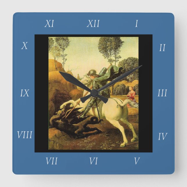 Horloge Carrée "Saint George et le dragon" de Raphaël (vers 1505) (Recto)