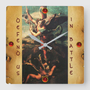 Horloge Carrée SAINT MICHAEL VANGUISHING SATAN Parchment