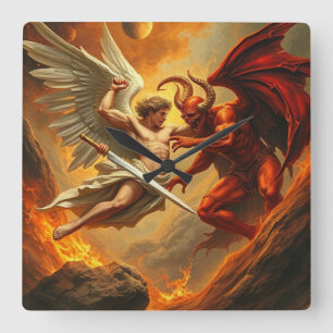 Horloge Carrée Saint Michel l'Archange lance l'horloge diabolique