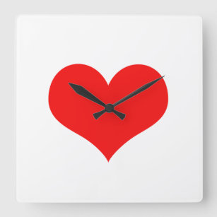 Horloge Carrée Saint-Valentin Rouge Coeur mignon Blanc personnali